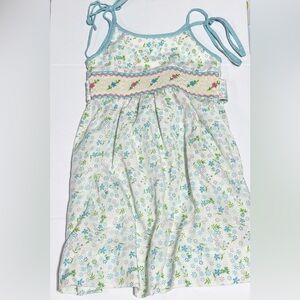 Mother Goose Floral Baby girl dress size 3T smocking vintage ties on shoulder